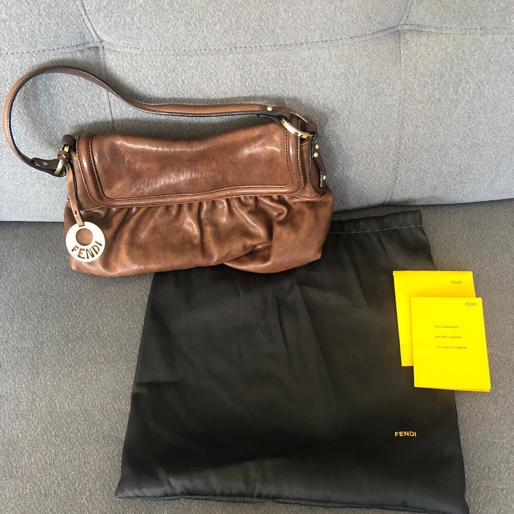 Fendi Leather Baguette Shoulder Bag